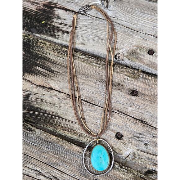 Silpada Howlite Multi Strand Necklace Leather Turquoise Sterling Silver .925 18" - Picture 8 of 10